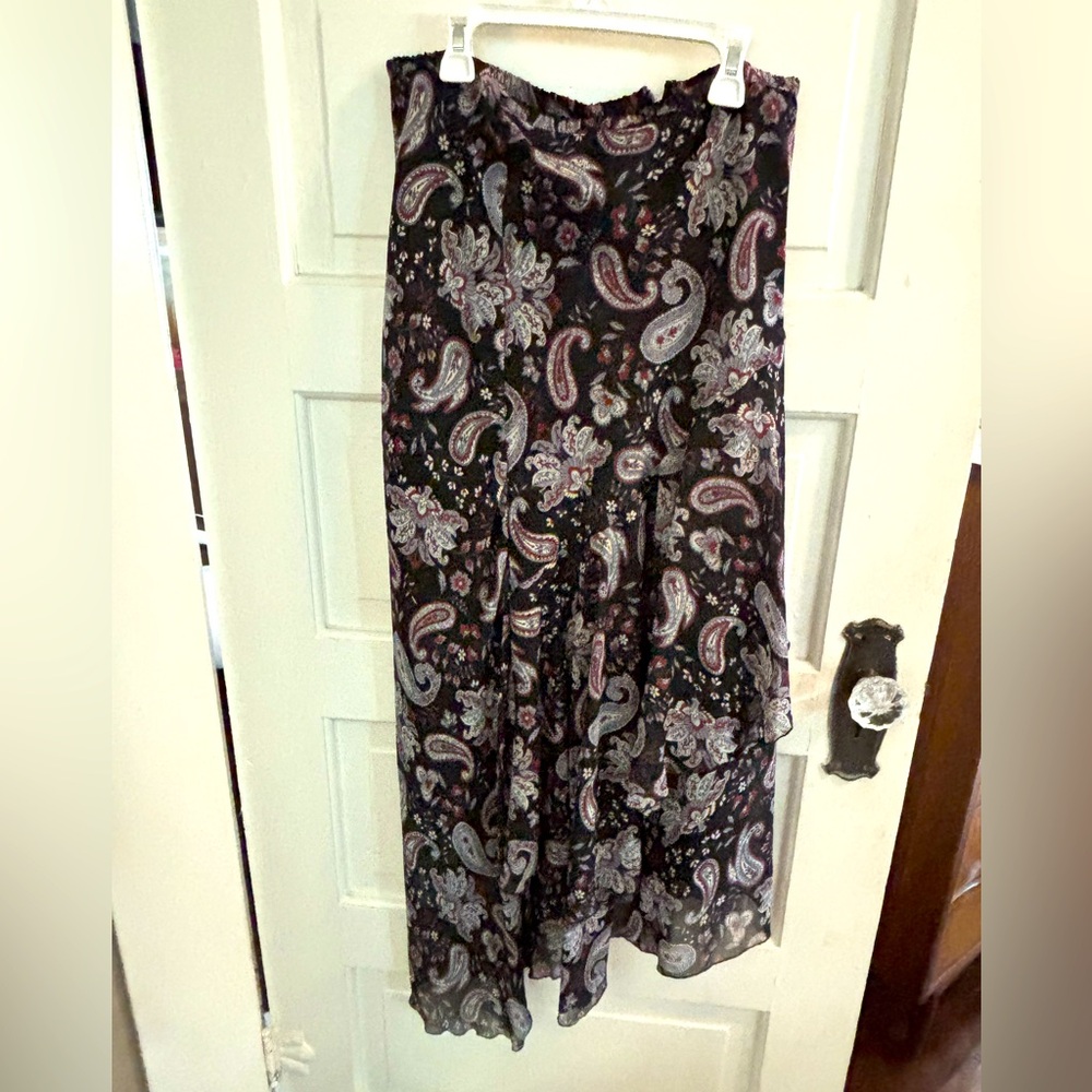 Kathie Lee Collection Black Paisley Maxi Skirt